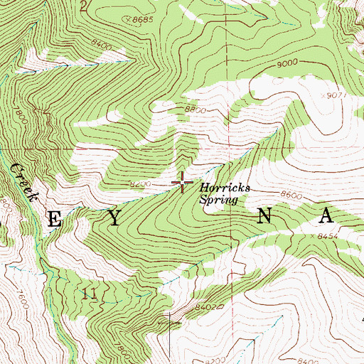 Topographic Map of Horricks Spring, UT