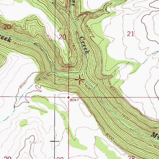 Topographic Map of Horse Creek, UT