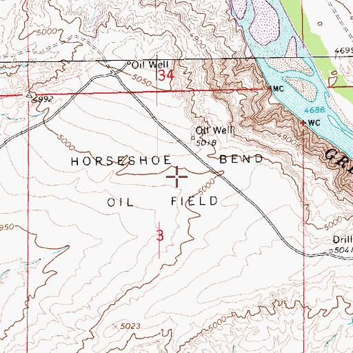 Topographic Map of Horseshoe Bend Oil Field, UT