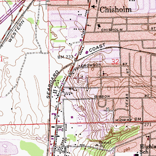 Topographic Map of Sunset Park Estates, AL