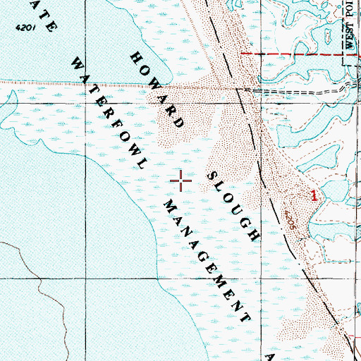 Topographic Map of Howard Slough Waterfowl Management Area, UT