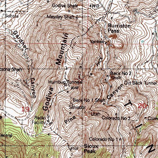 Topographic Map of Humbug Tunnels, UT