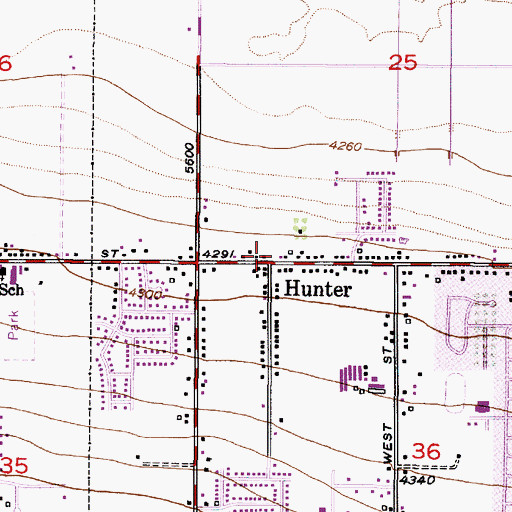 Topographic Map of Hunter, UT