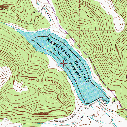Topographic Map of Huntington Reservoir, UT
