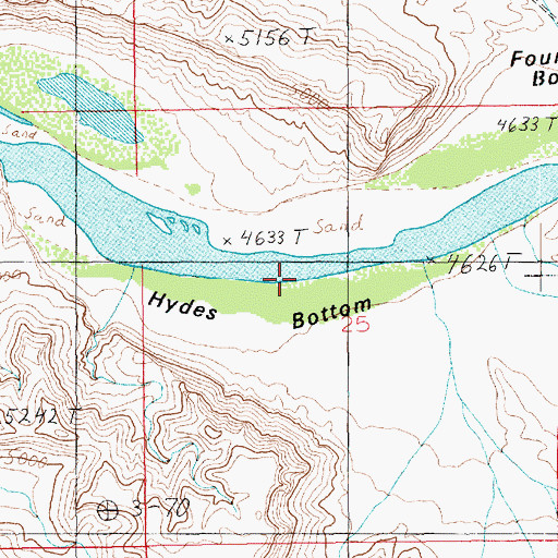 Topographic Map of Hydes Bottom, UT