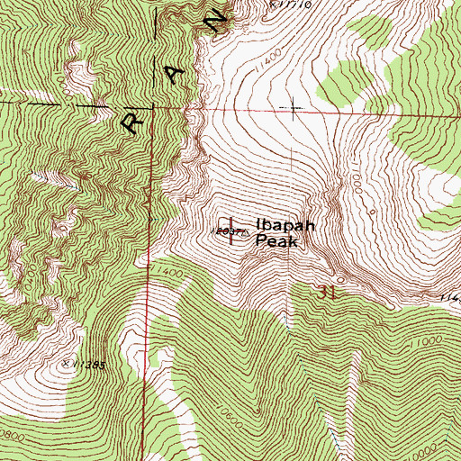 Topographic Map of Ibapah Peak, UT