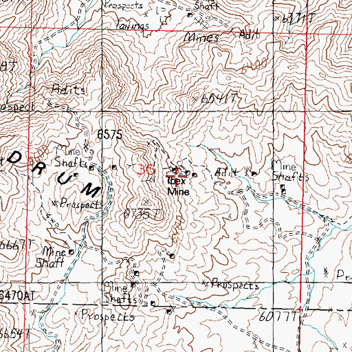 Topographic Map of Ibex Mine, UT