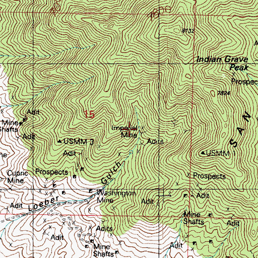 Topographic Map of Imperial Mine, UT