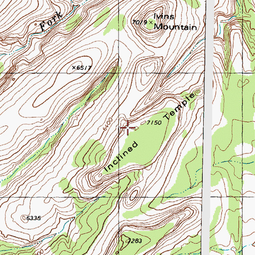 Topographic Map of Inclined Temple, UT