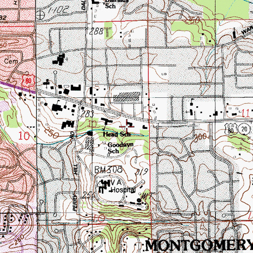 Topographic Map of Thomas C Head School, AL