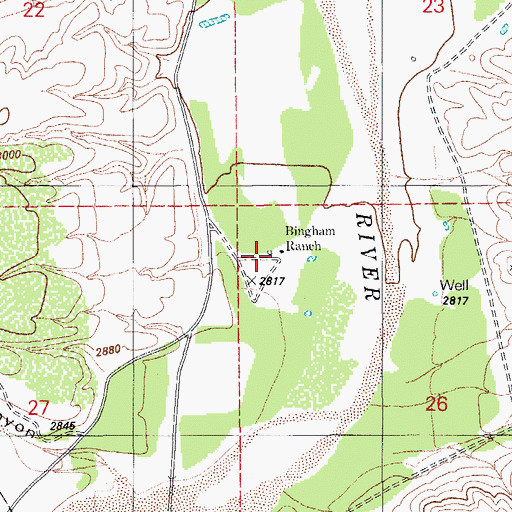 Topographic Map of Bingham Ranch, AZ