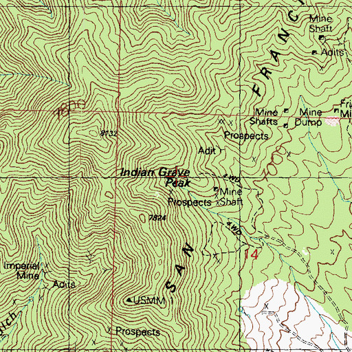 Topographic Map of Indian Grave Peak, UT