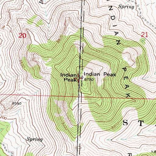 Topographic Map of Indian Peak, UT