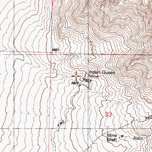 Topographic Map of Indian Queen Mine, UT