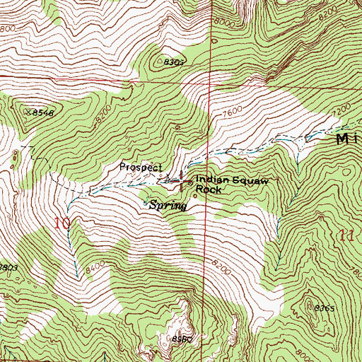 Topographic Map of Indian Squaw Rock, UT