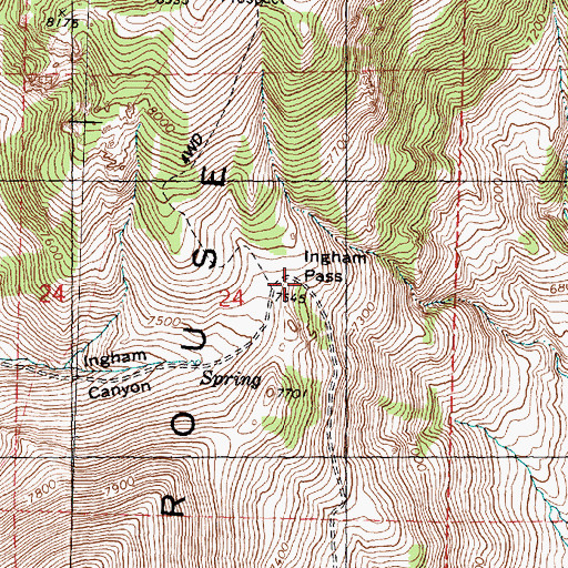 Topographic Map of Ingham Pass, UT