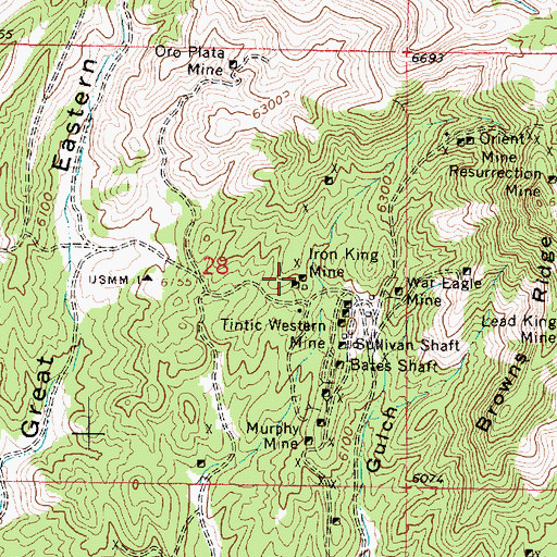 Topographic Map of Iron King Mine, UT