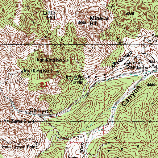 Topographic Map of Iron King Tunnel, UT