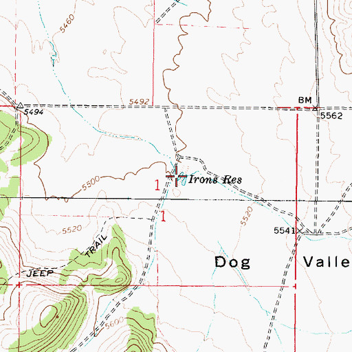 Topographic Map of Irons Reservoir, UT