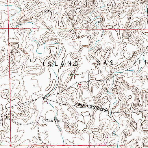 Topographic Map of Island Gas Field, UT