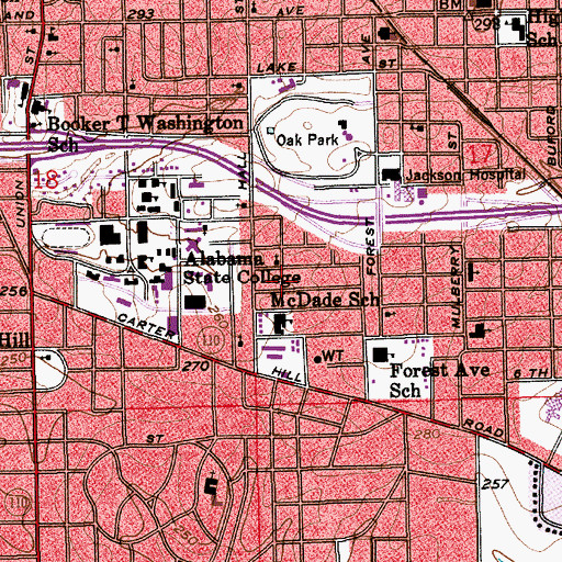 Topographic Map of Tremont Temple Negro Church, AL