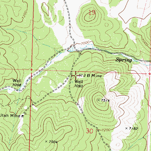 Topographic Map of J B Mine, UT