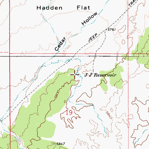 Topographic Map of J J Reservoir, UT