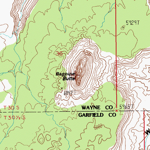 Topographic Map of Bagpipe Butte, UT