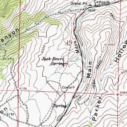 Topographic Map of Jack Beard Spring, UT