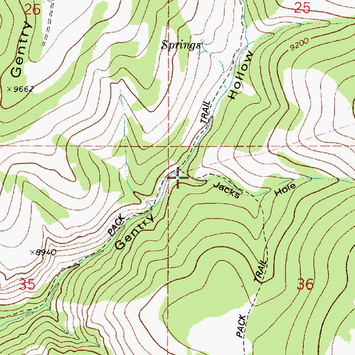Topographic Map of Jacks Hole, UT