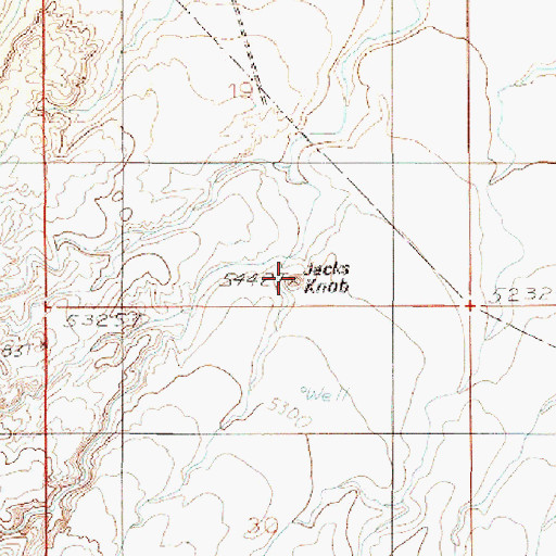 Topographic Map of Jacks Knob, UT