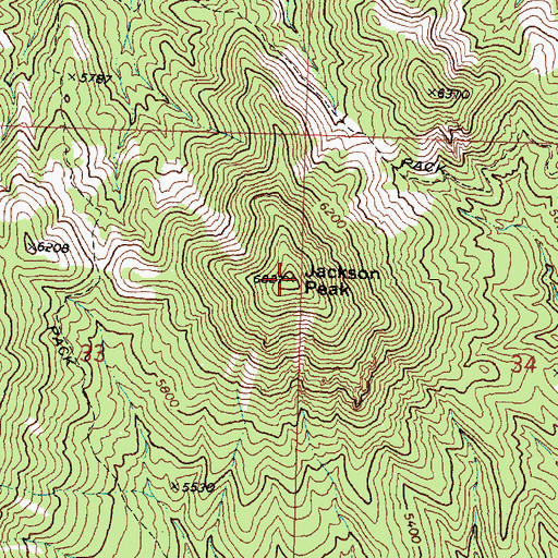 Topographic Map of Jackson Peak, UT