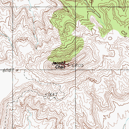 Topographic Map of Jacobs Chair, UT