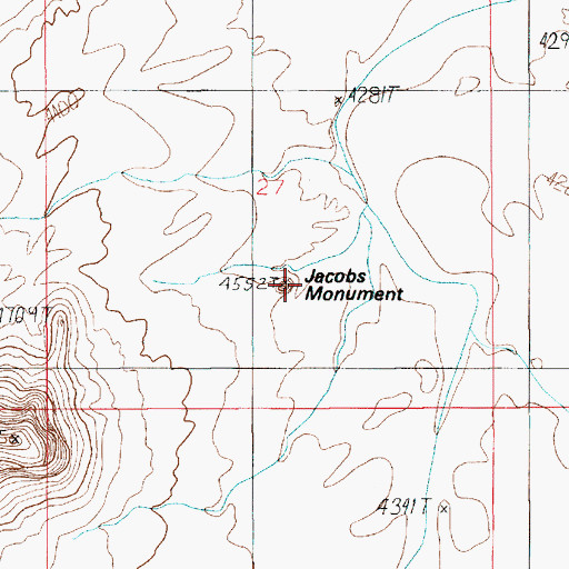 Topographic Map of Jacobs Monument, UT