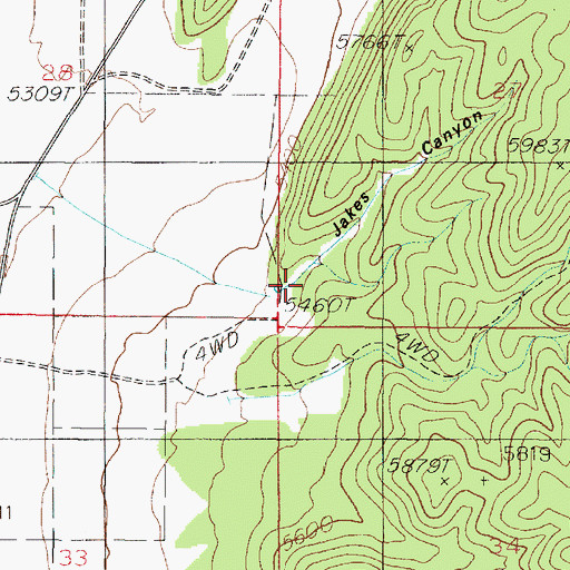 Topographic Map of Jakes Canyon, UT