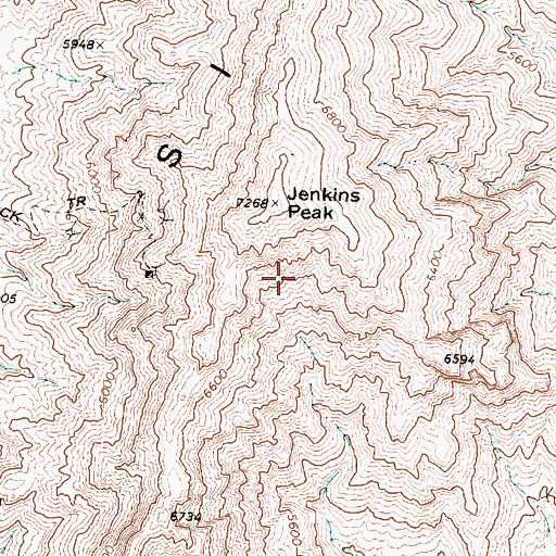 Topographic Map of Jenkins Peak, UT