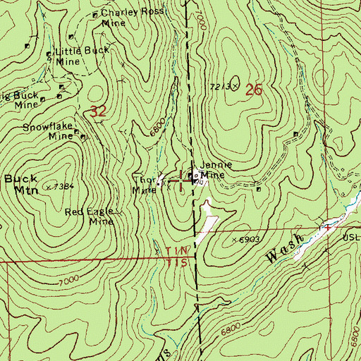 Topographic Map of Jennie Mine, UT