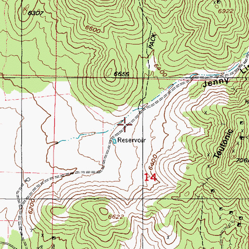 Topographic Map of Jenny Lind Canyon, UT