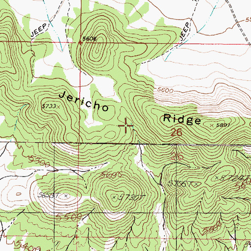 Topographic Map of Jericho Ridge, UT