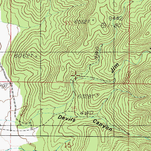 Topographic Map of Jim Wills Canyon, UT