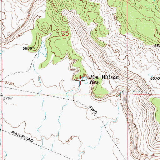 Topographic Map of Jim Wilson Reservoir, UT