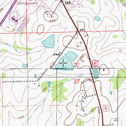 Topographic Map of Twin Lakes, AL