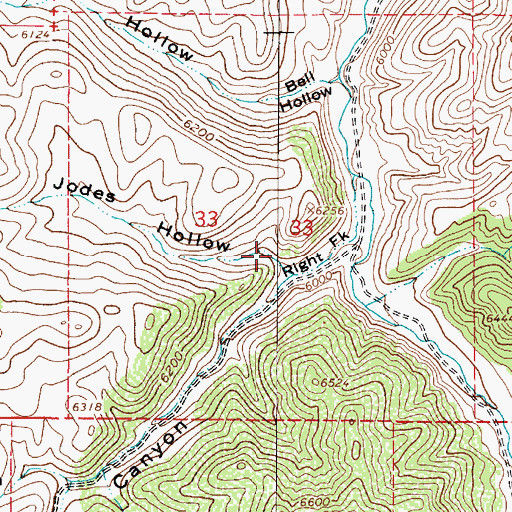 Topographic Map of Jodes Hollow, UT