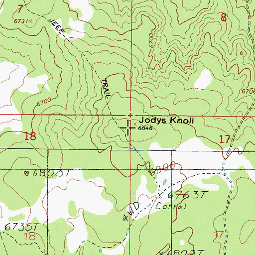 Topographic Map of Jodys Knoll, UT