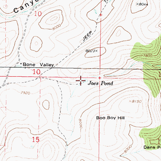 Topographic Map of Joes Pond, UT