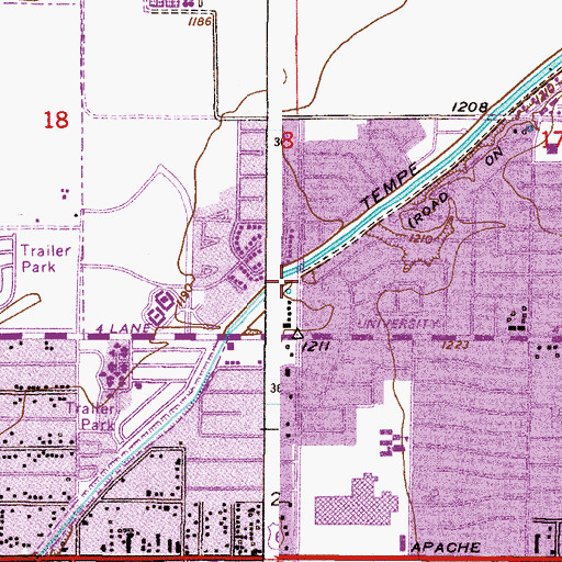 Topographic Map of Canal Lehi South Branch (historical), AZ