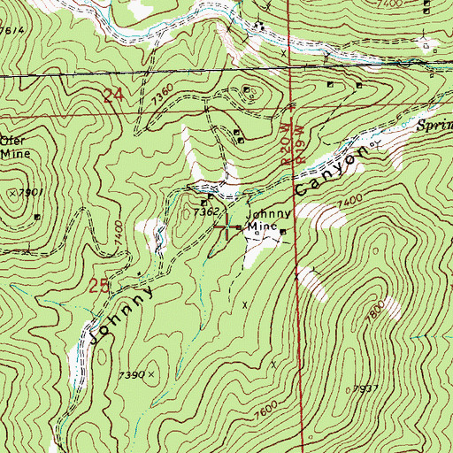 Topographic Map of Johnny Mine, UT