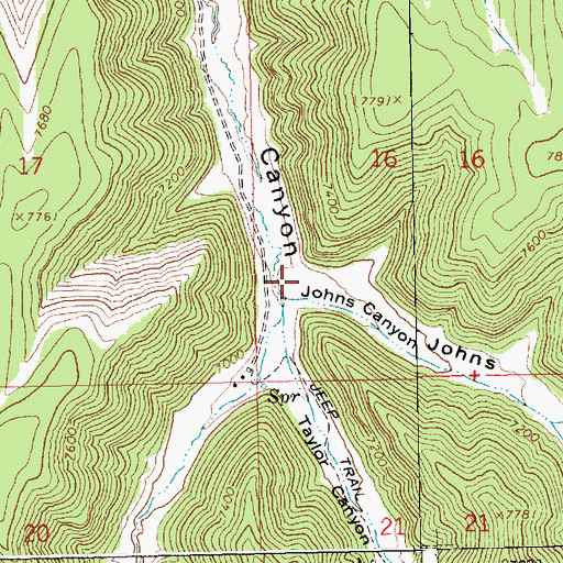 Topographic Map of Johns Canyon, UT