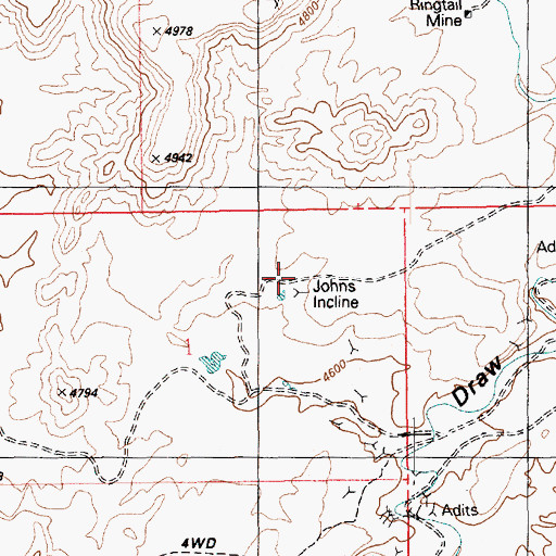Topographic Map of Johns Incline, UT