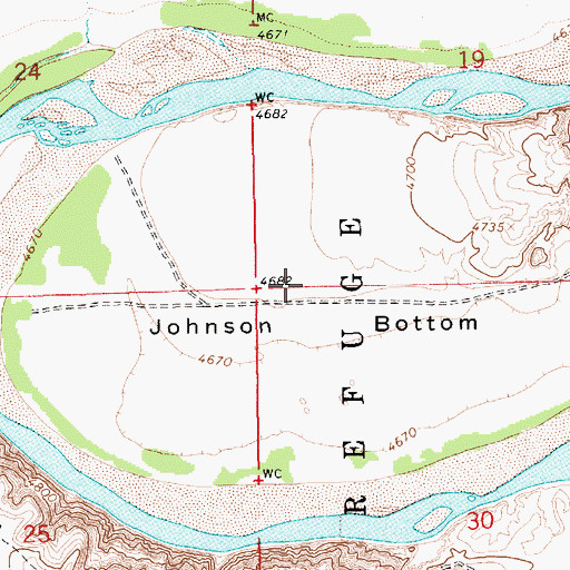 Topographic Map of Johnson Bottom, UT